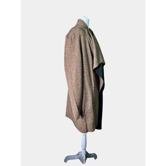 NIC+ZOE Knit Long Sleeve Pocket Lounge Around Draped Front Jacket Chestnut, XL - Picture 4 of 11